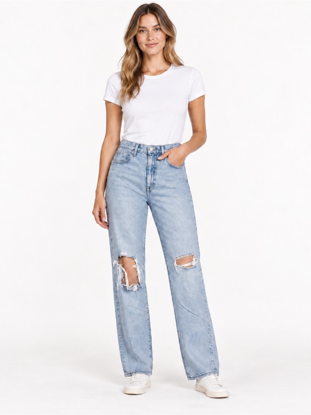 SLVRLAKE Beatnik High Rise Straight Jeans Time Worn Distressed Size 29